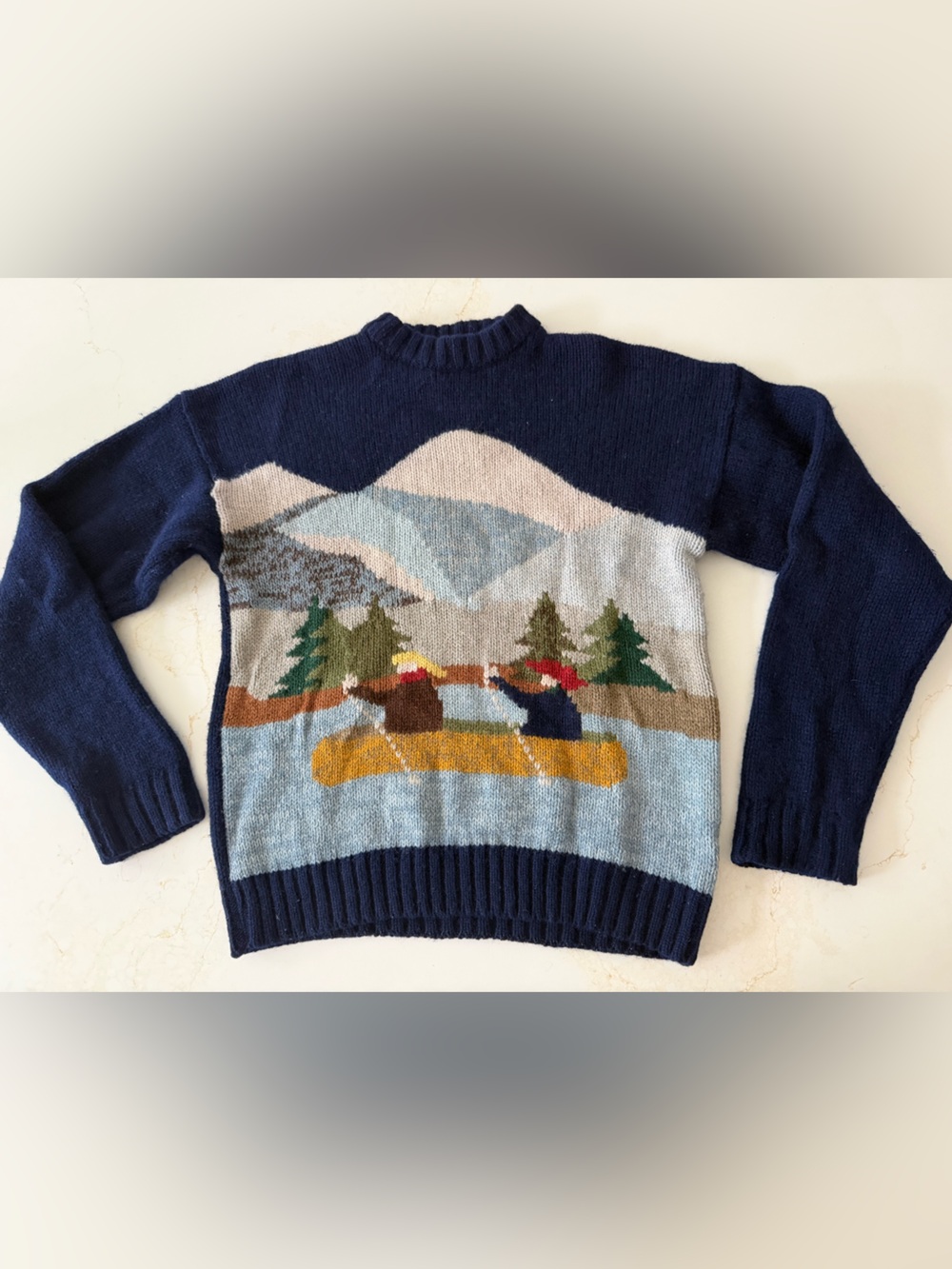 Vintage 80s cottagecore wool sweater in blue